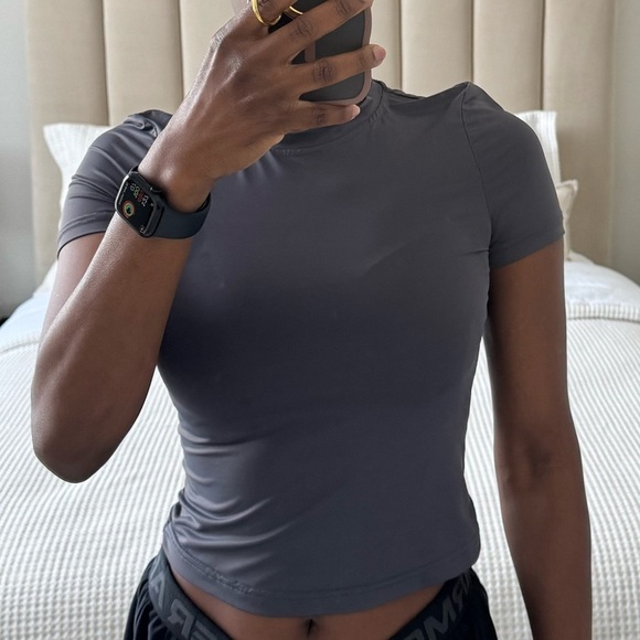 Other Tops - Gray Basic Solid Fitted Shirt